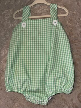 The Beaufort Bonnet Company Light Green Gingham Baby Bubble Romper